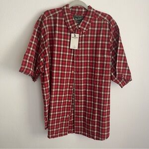 NWT Woolrich Men’s Short Sleeve  Cotton Plaid Button Down Shirt  XXL
